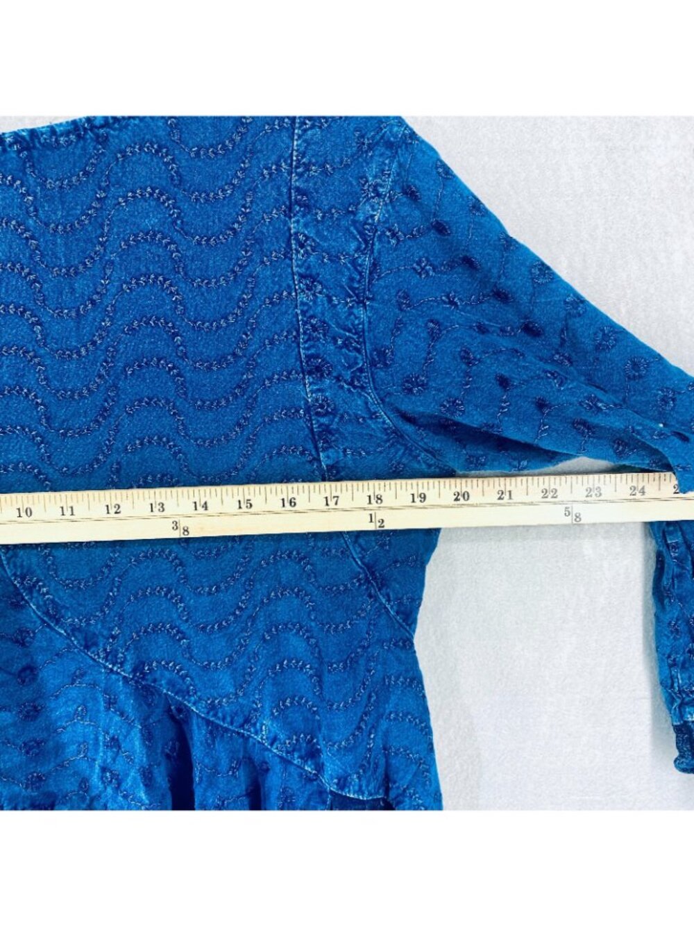 Vintage y2k Top Womens M Blue Ruffle Blouse Whimsygoth Fairycore - Picture 7 of 10